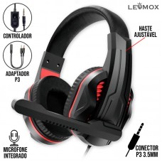 Headset Gamer P3 LEF-1211 Lehmox - Vermelho